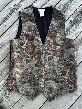 Ivy Club Classics vintage made in usa tapestry print button up vest